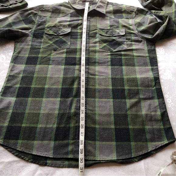 Diamond Jack Green/Gray Plaid Western Style Button-Up Shirt Women’s Size L Top - Picture 9 of 16